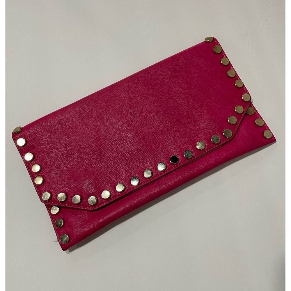 Hot Pink silver studded clutch‎ with snap closure Barbie core